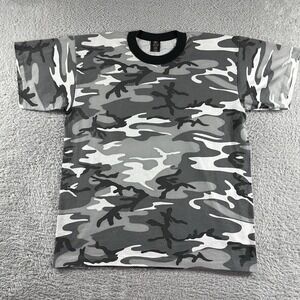 VINTAGE Camo Shirt Mens Large White Made in USA Single Stitch Outdoors Gorpcore